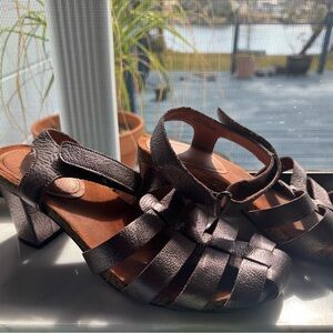 Women's metallic Fisherman Sandals/heels